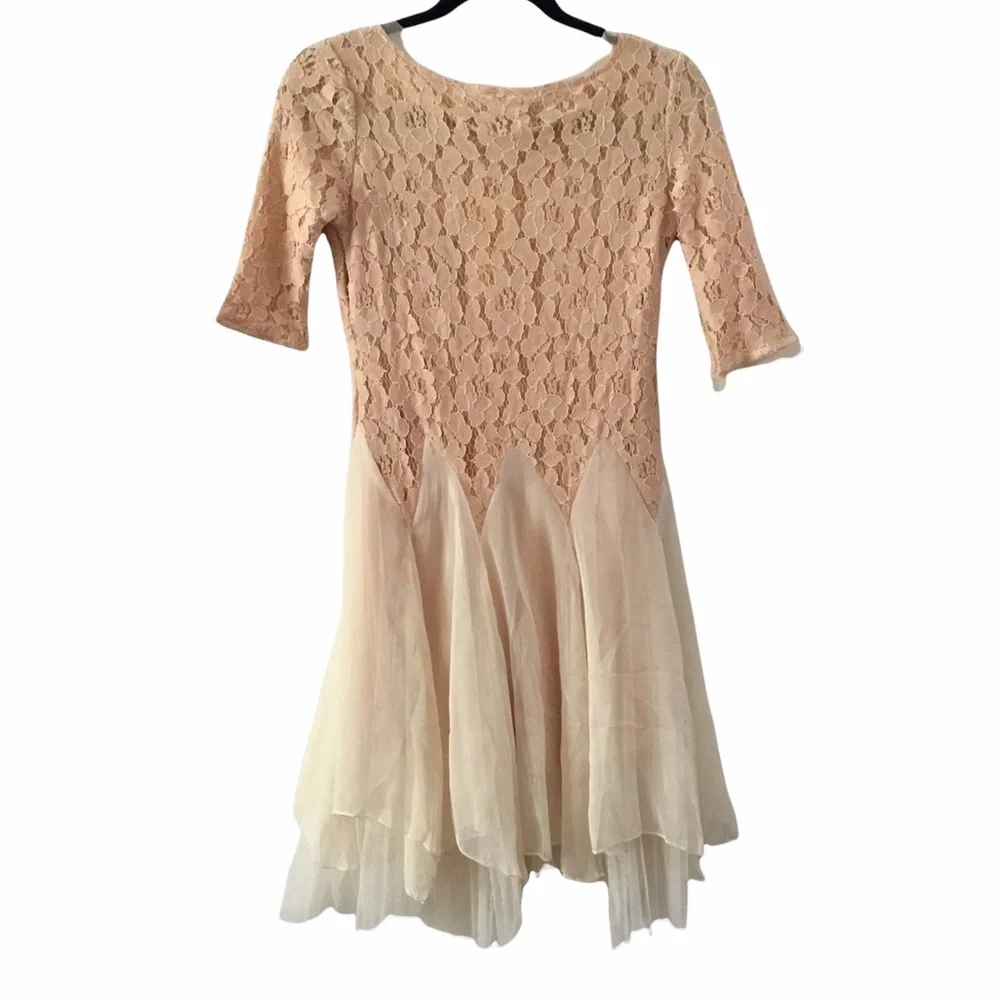 Tea Length Vintage Inspired Lace & Chiffon Dress